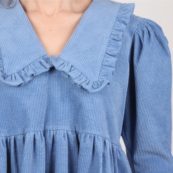 Johanna Sands the label Blue Corduroy Lucia Dress Uk 12 US 8 - Picture 3 of 9